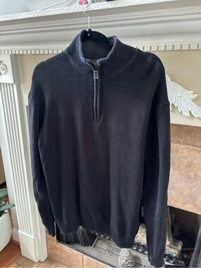 Oscar de la renta Men's Black Half-Zip Knit Sweater